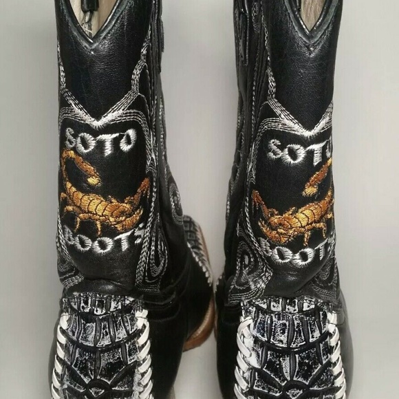 Soto cowboy boots black buckstich W9.M7 scorpion - Picture 4 of 7